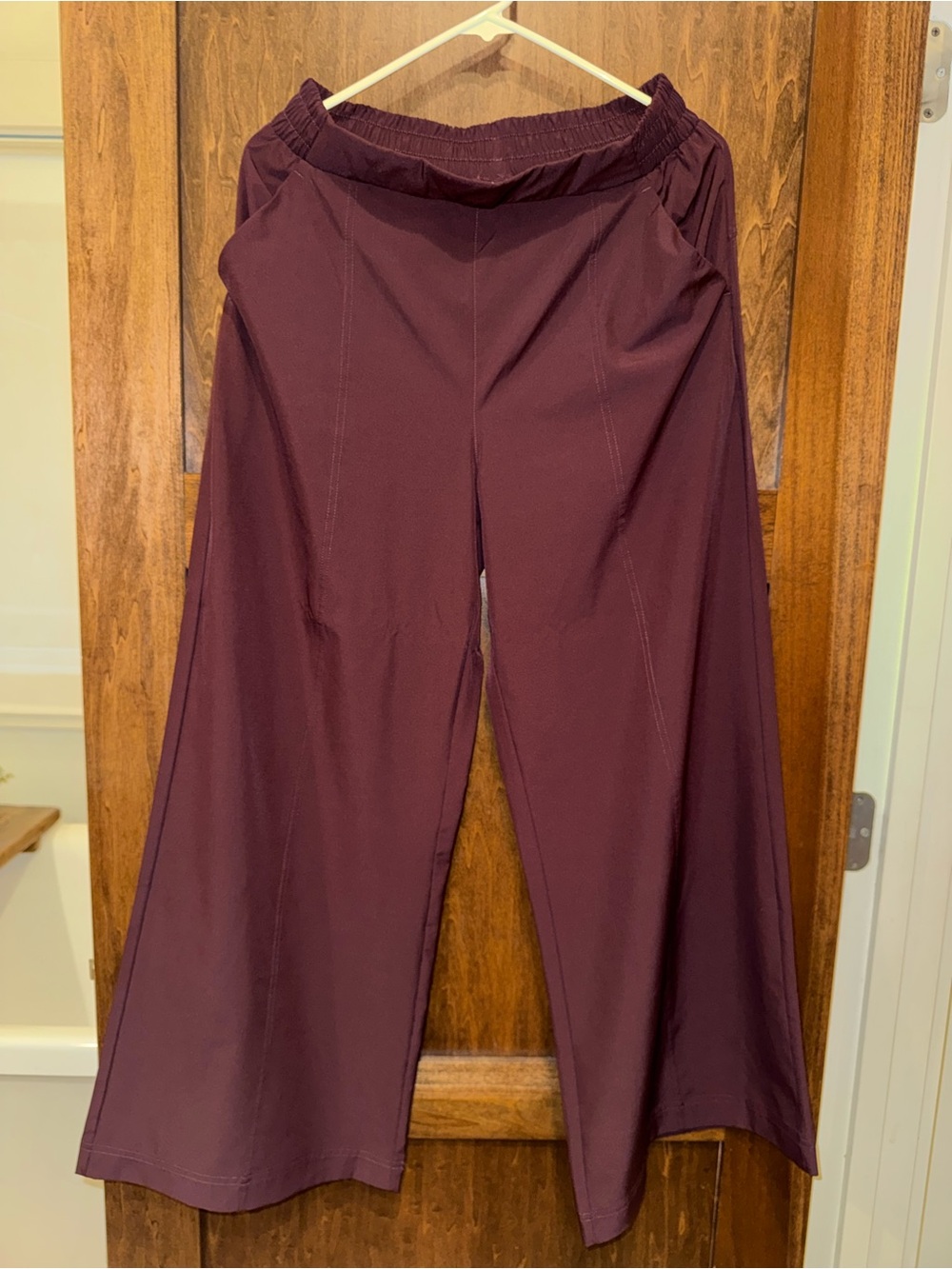 Fabletics Downtown Wide-Leg Pull-On Pants — Oxblood (burgundy)